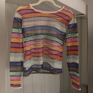 Multicolored Striped Mesh Long Sleeve